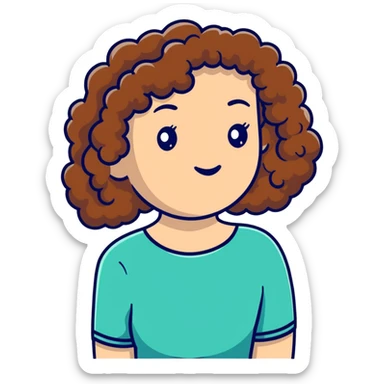 Mujer blanca rizada cabello café  sticker