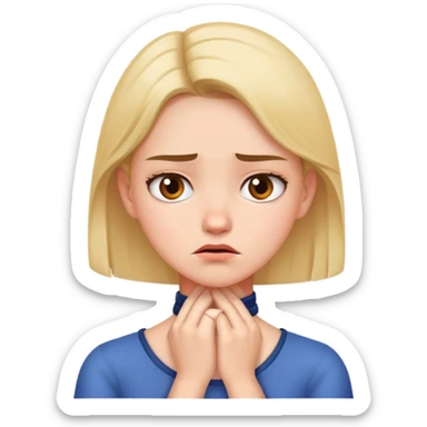Girl with hands around her neck annoyed ￼ sticker