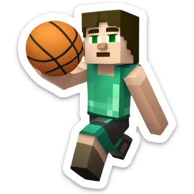 Minecraft Steve playing basketball sticker