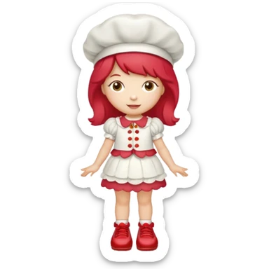 pretty and cute realistic strawberry shortcake full body with red shoes standing sticker