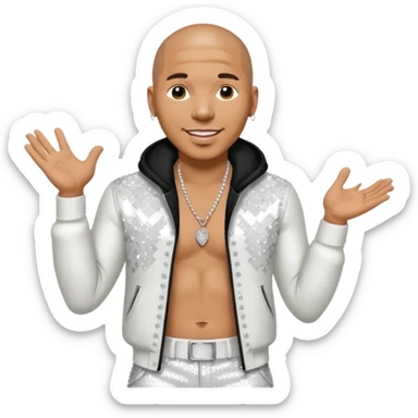 Pitbull, Rapper with white sequin outfit sticker