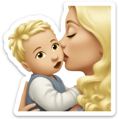 baby kissing mommy blonde sticker