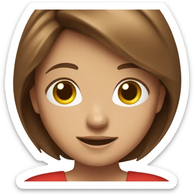 smiling girl with brown hair red dress sticker