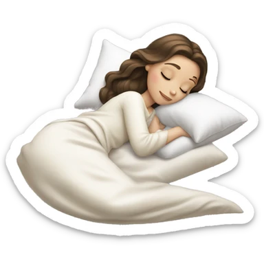 sleeping beauty brunette white girl with a silk pillow sticker