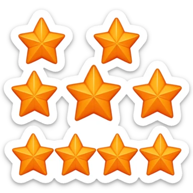 5 solid orange stars in a row sticker