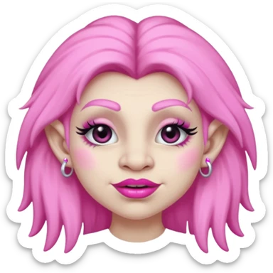 🧌 this but with pink lipstick and pink nails and eyelashes sticker