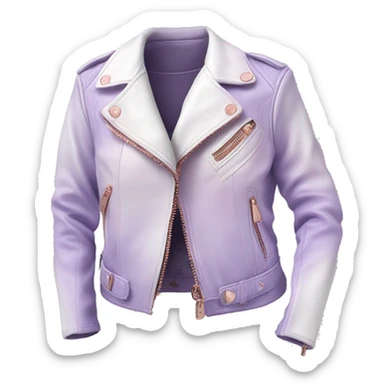 Realistic lavender to white ombre leather jacket with rose gold fasteners isolated.  sticker