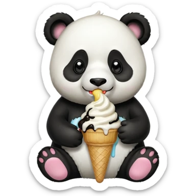 Panda eating ice cream sticker