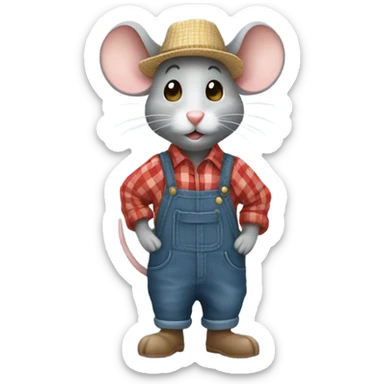 Mouse dressed up as a farmer sticker