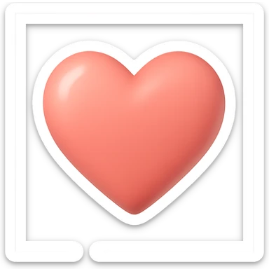 heart with a soft coral gradient, digital illustration sticker