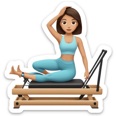 brunette doing reformer pilates sticker