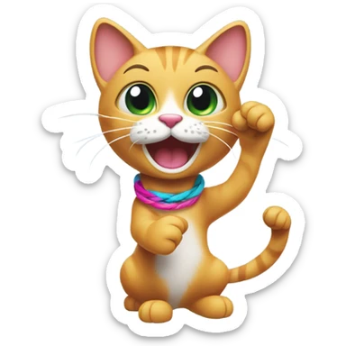 cat playing with a hair tie sticker