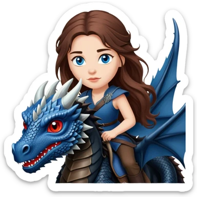 Me, a white female with long brown hair, and blue eyes, riding a very black Game of Thrones dragon with hints of red, to your work sticker