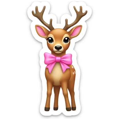 a deer with pink bow sticker