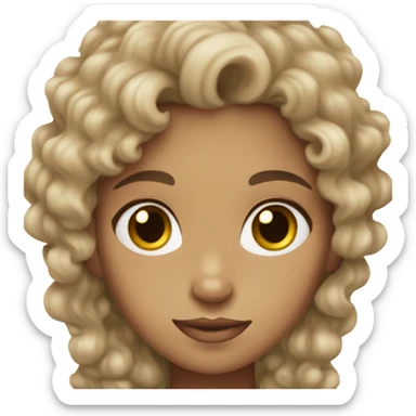 girl with light brown skin and dark brown eyes and dark brown curly hair sticker