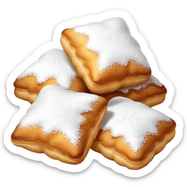 beignets and powdered sugar sticker