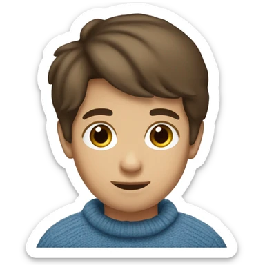 winter, christmas, hispanic, short brown hair, boy, brown eyes, child, full body, blue sweater sticker