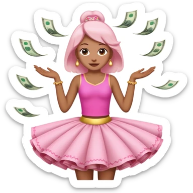 pink money flying tu tu  sticker