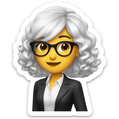 Chica blanca cabello color negro corto hasta los hombros y lentes  sticker