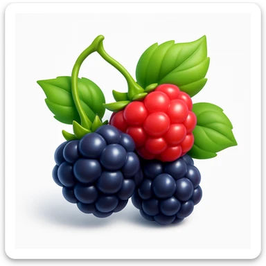 3D iOS style emoji with berries and green leaves sticker