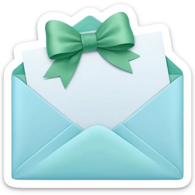 beautiful aesthetic love letter in pastel blue color with green bow aesthetically placed  sticker