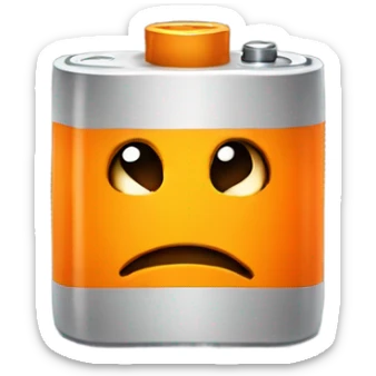 Orange battery frowning sticker