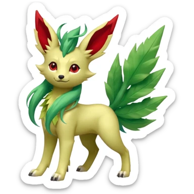 Vulpine-Amaura-Leafeon-Fakémon-Digimon-fusion (full body) sticker