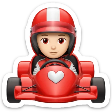 heart driving in a race car sticker