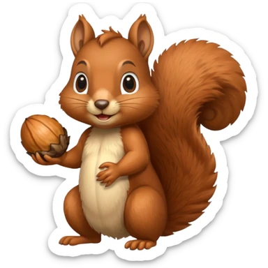 Squirrel hold a big acorn sticker