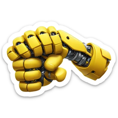 Flexing yellow mechanical cyborg bicep and arm sticker
