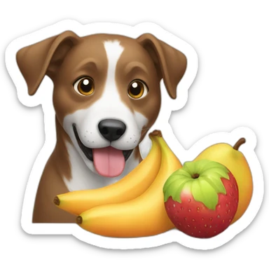 Dog eating whole fruit sticker