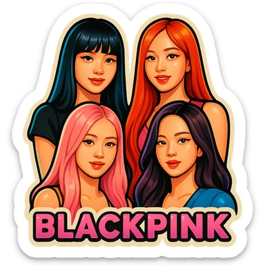 Blackpink K-pop girl group four members nostalgic and colorful sticker
