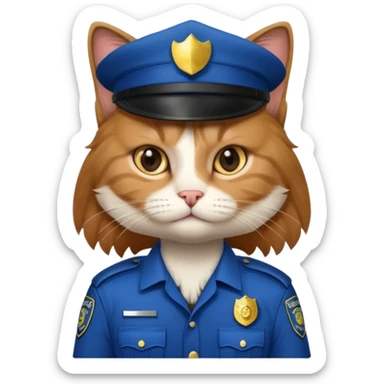 long-haired cat police sticker