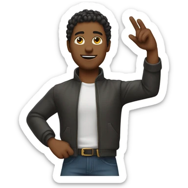 Kaylem raising his arm straight out at a 45 degree angle sticker