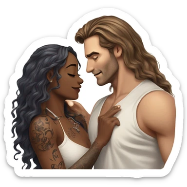 Photo Realistic beautiful woman slapping a very handsome tattooed man sticker