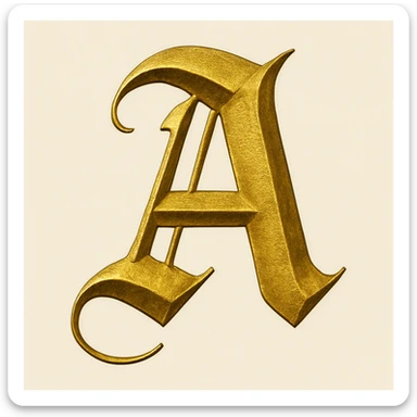 Letter A in gold gothic sticker