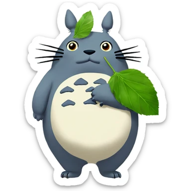 Totoro with leaf sticker