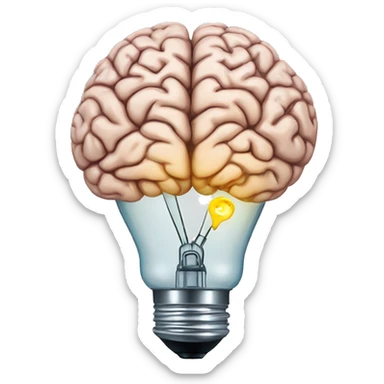 human brain with an idea lightbulb sticker