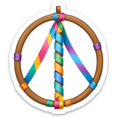 Maypole with colorful ribbons sticker
