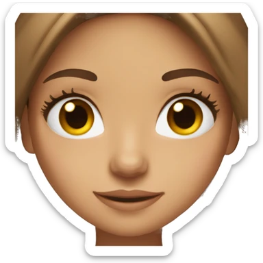 girl with long brown hair and brown eyes and lashes sticker