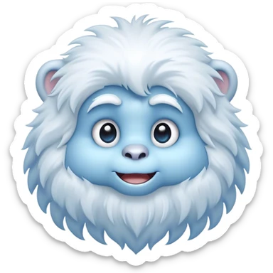 Cinematic Cute Yeti Portrait Emoji, with a charming, small, fluffy form in soft snowy whites and cool blues, featuring big, innocent eyes and a shy, gentle smile, simplified yet irresistibly endearing, highly detailed with a soft glowing outline that captures the whimsical charm of a friendly yeti ready for a cuddle! sticker