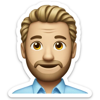 guy with a manbun and no beard and a light blue dotted dress shirt portrait sticker