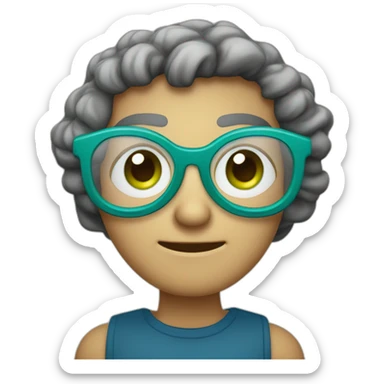 Psychologue avec lunette écaille et yeux bleu vert sticker