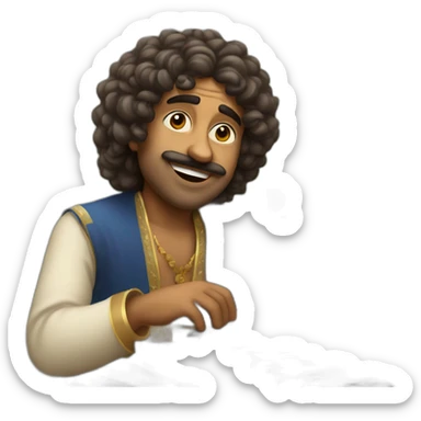 indian man with curly hair playing harmonium sticker