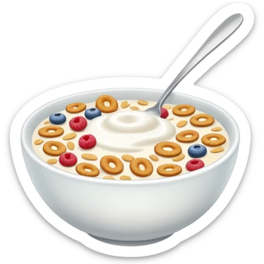 a bowl of cereal with milk with no spoon sticker