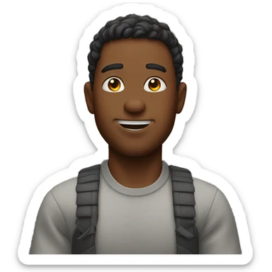 Guy with hands up but is thankful sticker