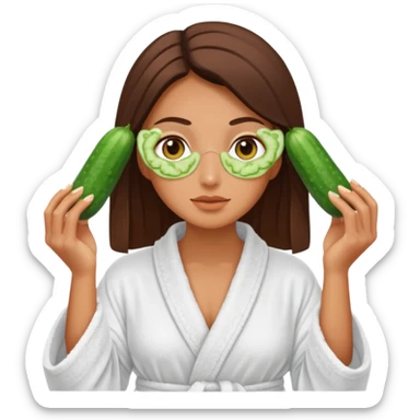 woman at the spa with cucumbers on her eyes and tan skin tone sticker