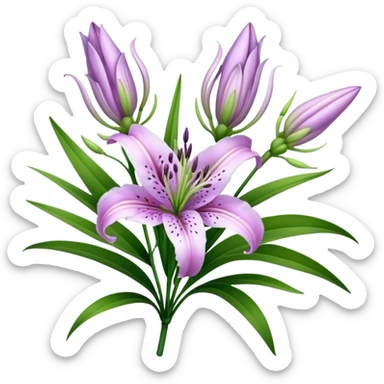 bouquet Lavender Oriental Lily, luxuriant, leaf, bud sticker