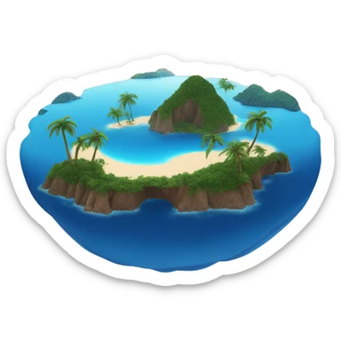 Island in blue water with red sky sticker