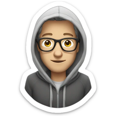 white dude with hoodie and glasses squinting eyes sticker